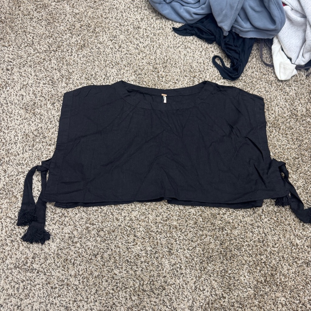 Free People Black Crop Top with Side Ties